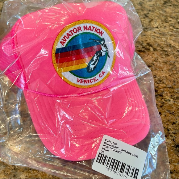 NWT Aviator Nation Trucker Hat Venice Logo Neon Pink — New in packaging. - Picture 12 of 16
